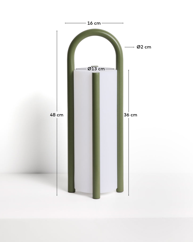 Leros large portable table lamp in green polyethylene and steel