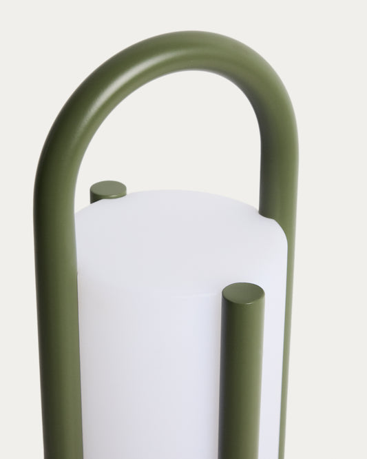 Leros large portable table lamp in green polyethylene and steel