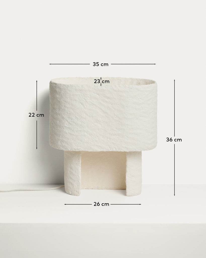 Bedala white papier-mâché table lamp