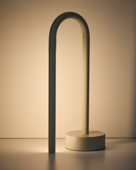 Bow grey aluminium portable table lamp