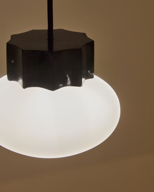 Idela ceiling lamp in smoked glass and black marble Ø15cm