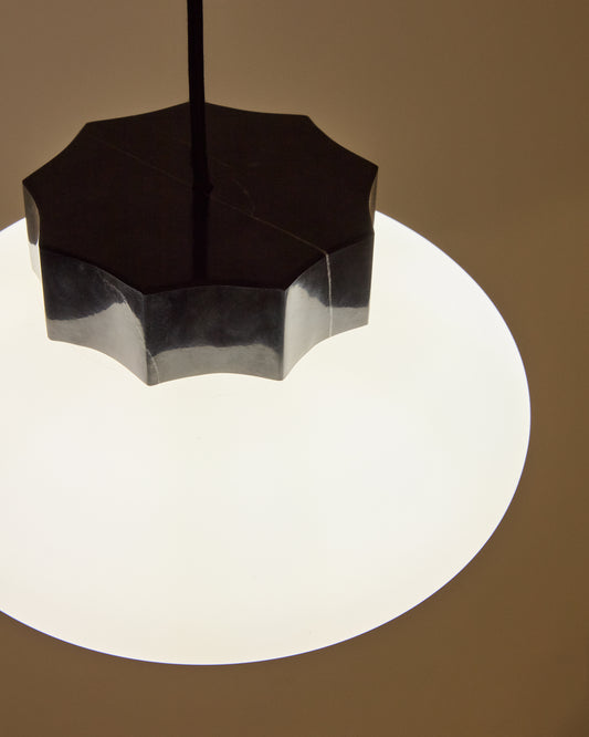 Idela ceiling lamp in smoked glass and black marble Ø26cm