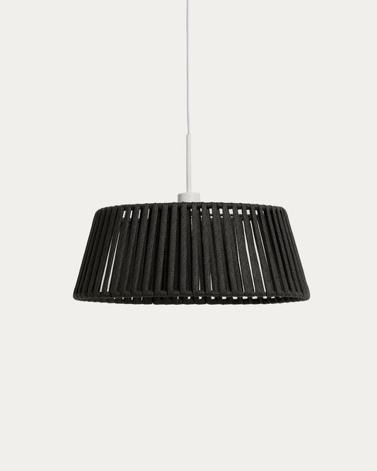 Aldet ceiling lamp shade in black flat rope cord Ø46cm