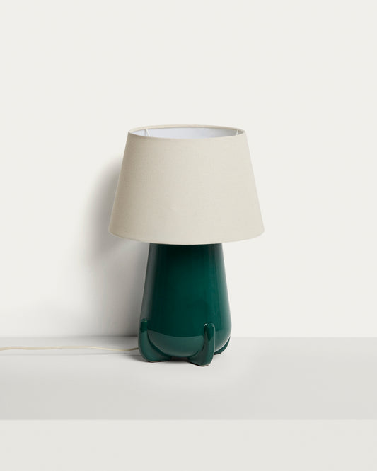 Odra table lamp in green ceramic with glossy finish