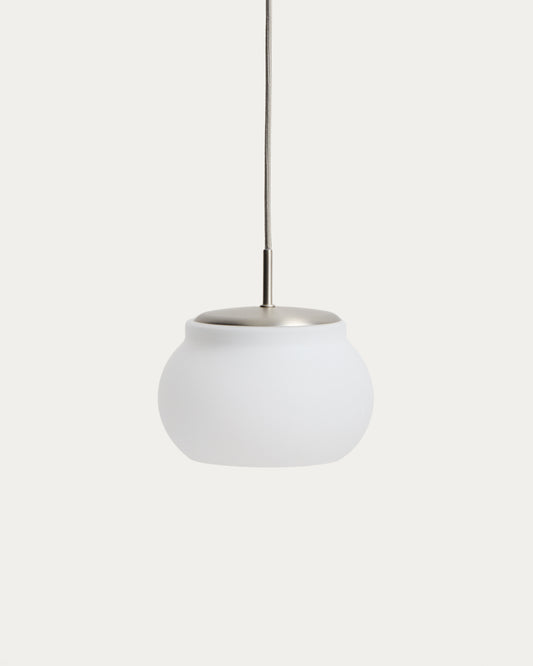Leruna frosted glass and metal LED ceiling lamp with galvanised finish Ø 20 cm