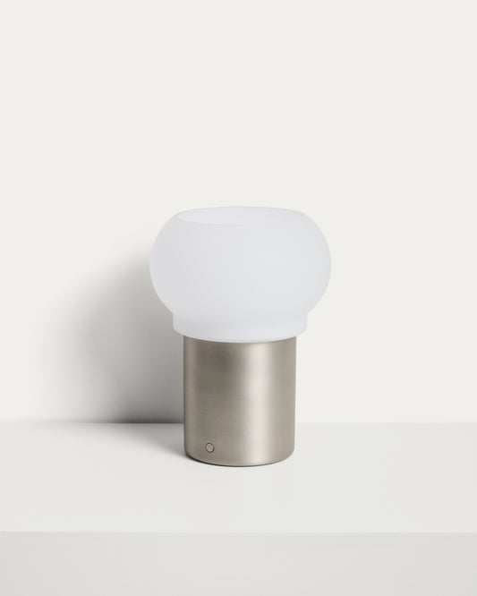 Leruna LED table lamp in frosted glass and metal with a galvanised finish Ø 20 cm