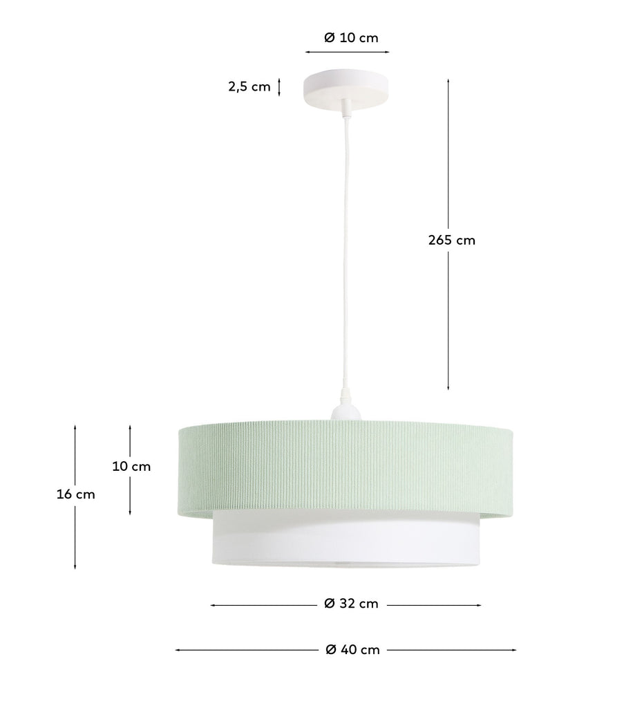 Bianella cotton and turquoise corduroy ceiling lamp