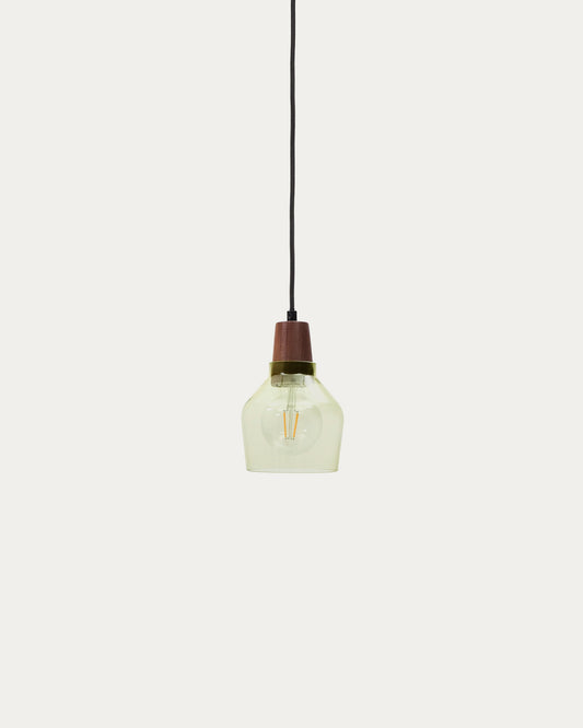 Silex green glass and walnut ceiling lamp, Ø 13 cm