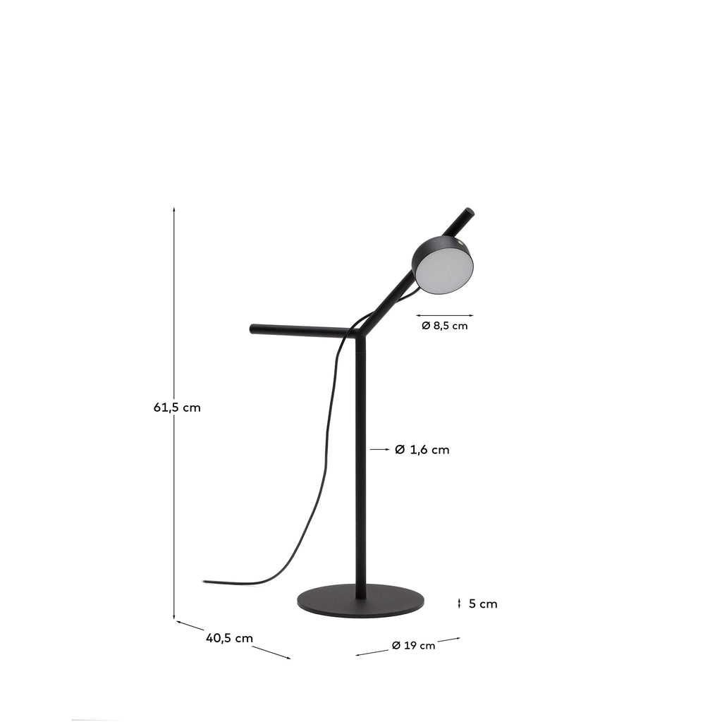 Orey black metal table lamp with multi-position spotlight