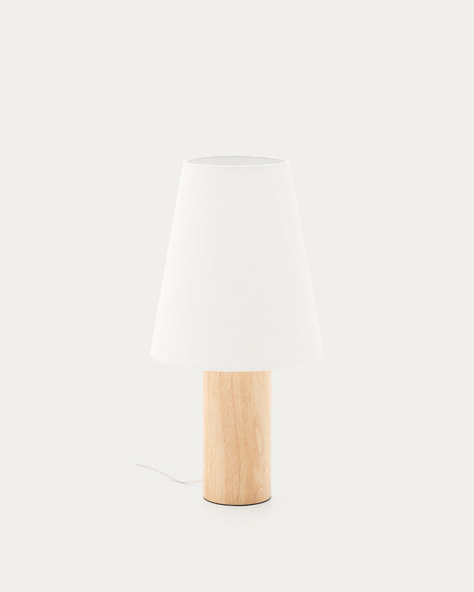 Marga table lamp made from solid rubber wood with natural finish