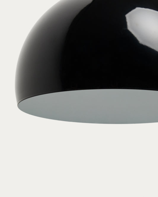 Madali floor lamp in steel with glossy black finish and black marble