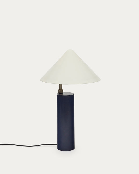 Shiva metal table lamp with blue and white painted finish