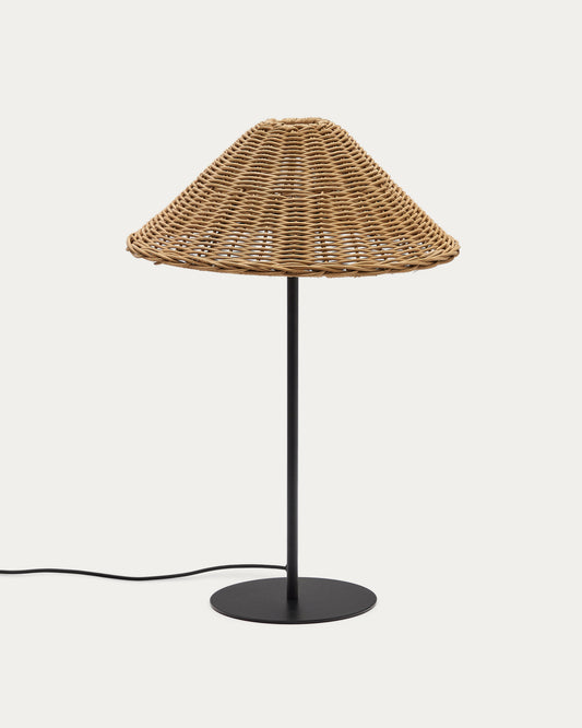 Urania table lamp in rattan and metal with black painted finished