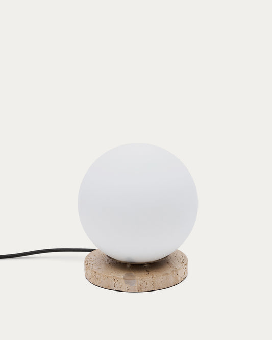 Malachi table lamp with glazed glass and travertine stone