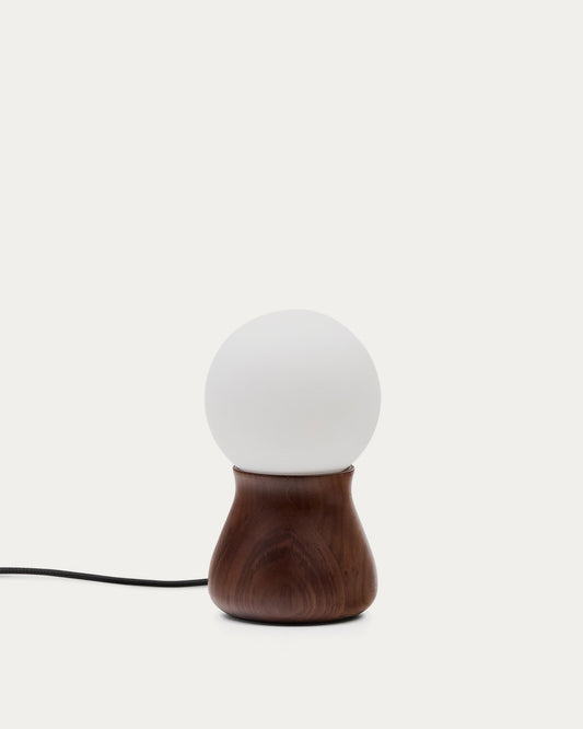 Okeni table lamp made of walnut veneer and glass