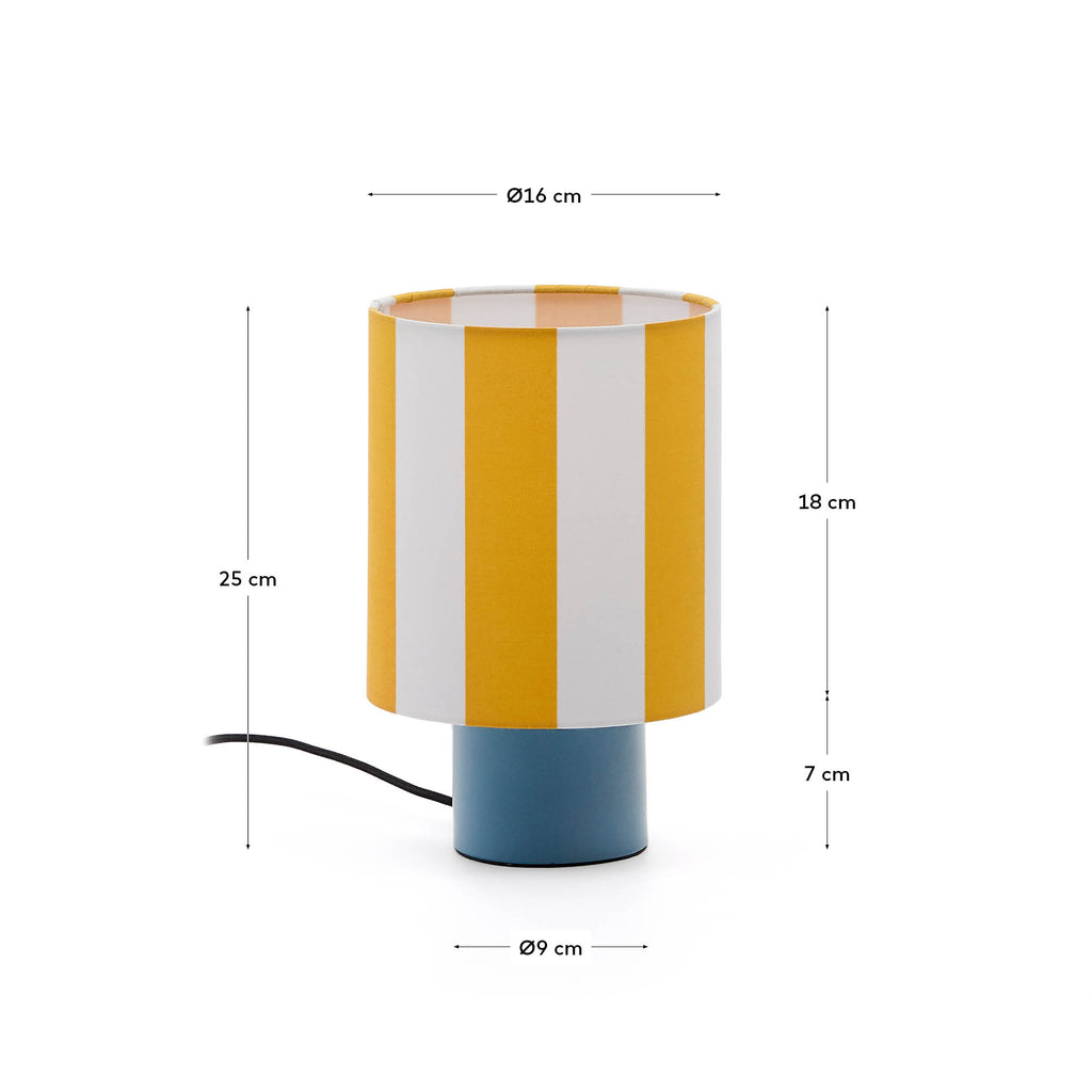 Ciral metal table lamp in a blue painted finish.