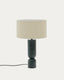 Vex table lamp in green marble with a grey linen shade
