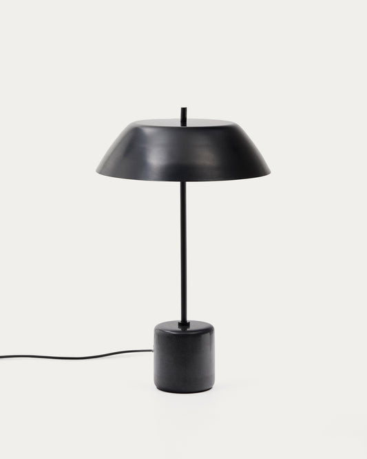 Sayra table lamp made of black marble and metal in a black painted finish