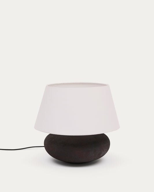 Nessi metal table lamp in a black terracotta effect finish
