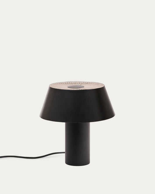 Ancare table lamp in black metal and beige rope cord