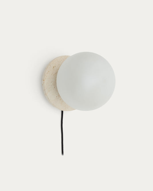 Malachi glass and travertine stone wall lamp