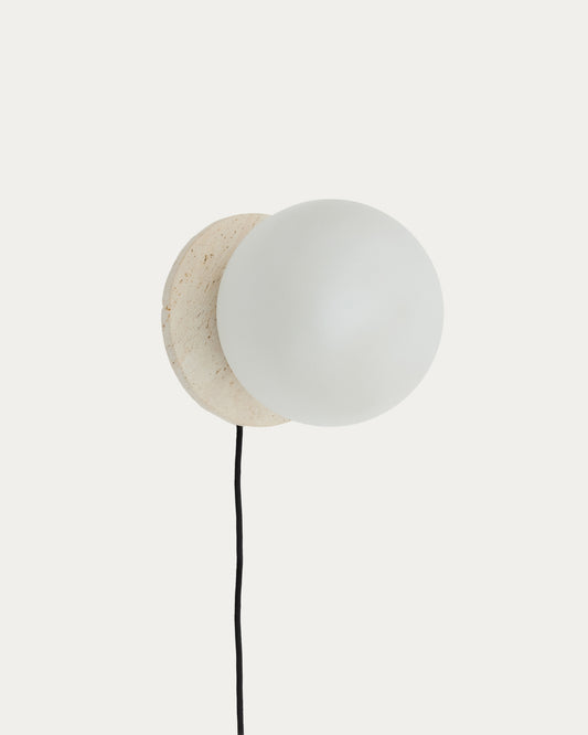 Malachi glass and travertine stone wall lamp