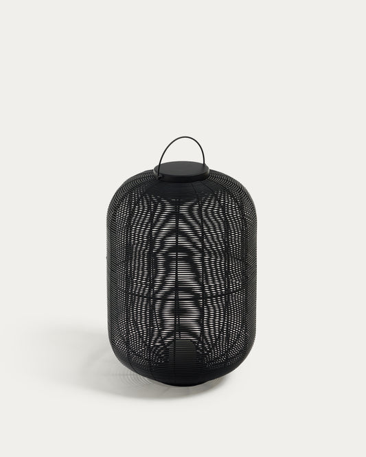 Saranella large portable table lamp in black polyrattan