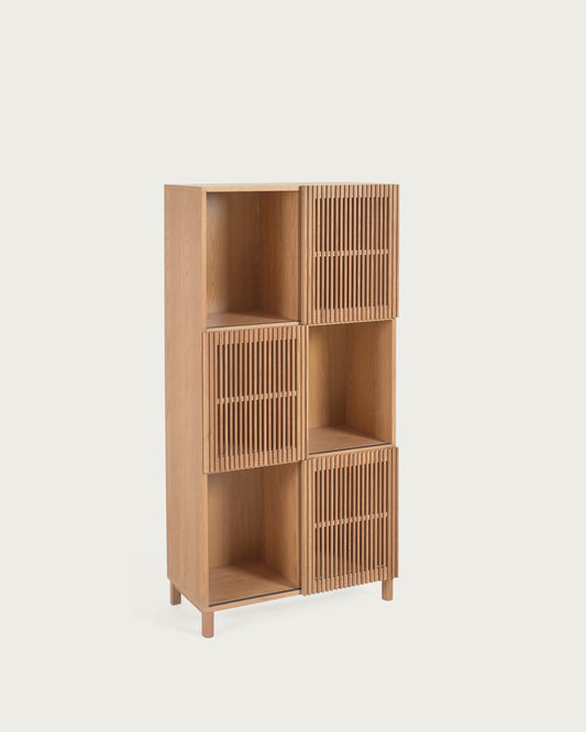 Beyla shelf unit in solid ash wood and oak veneer 84.5 x 170 cm FSC 100%