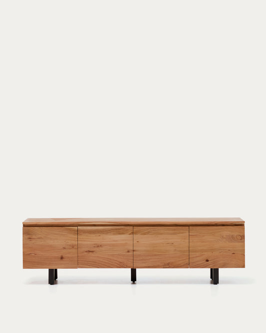 Uxue 3-door TV stand in solid acacia wood with bleached finish 200 x 58cm