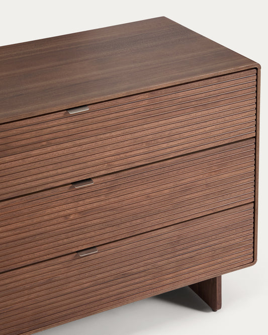 Norlen 3-drawer chest of drawers in walnut veneer FSC Mix Credit 101 x 75cm