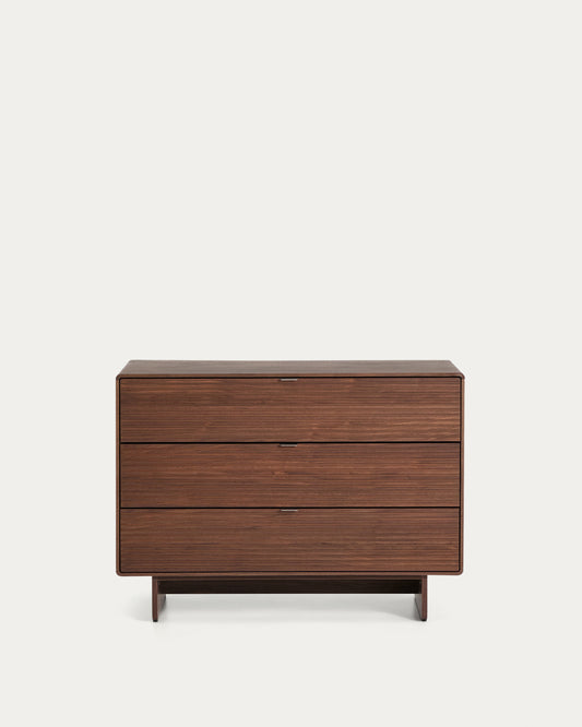 Norlen 3-drawer chest of drawers in walnut veneer FSC Mix Credit 101 x 75 cm