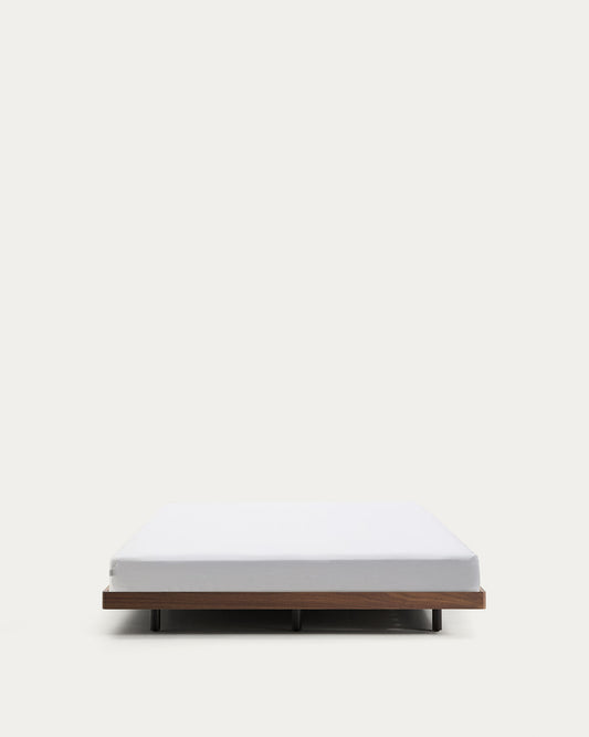 Norlen bed base in walnut veneer with dark finish for 160 x 200cm mattress FSC Mix Credit