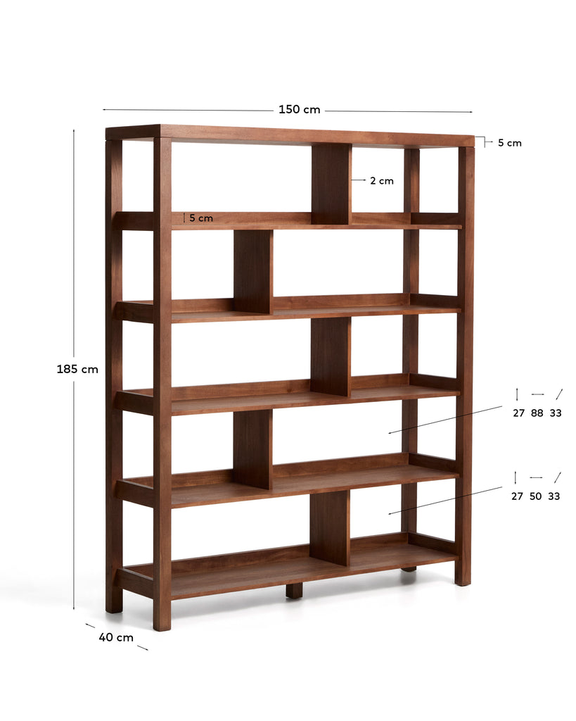 Norani shelving unit in solid acacia wood and acacia veneer 150 x 185 cm