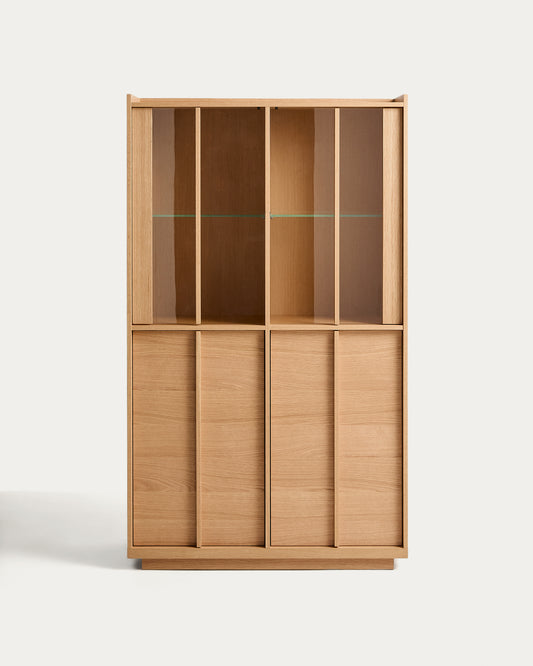 Onix display cabinet in solid oak and oak veneer, natural tone finish, 100 x 170 cm FSC Mix Credit