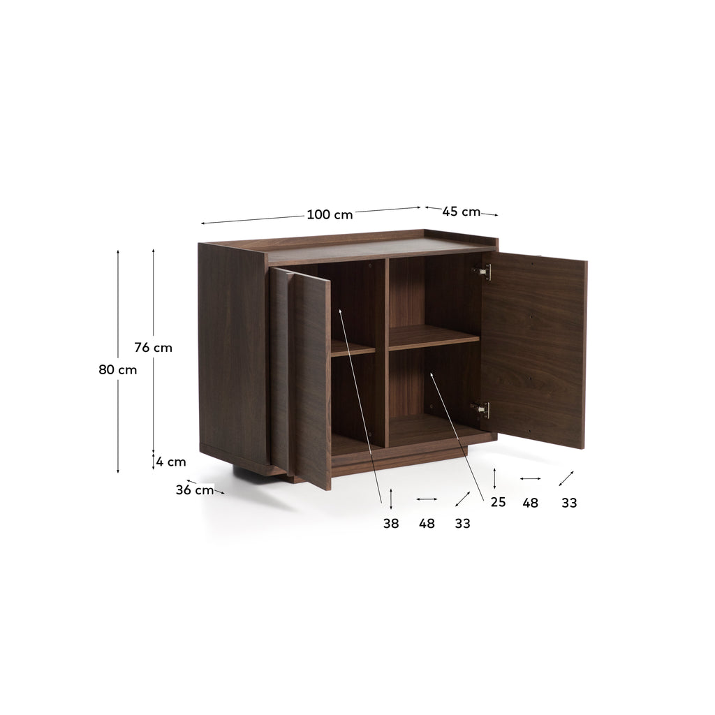 Onix sideboard with a walnut veneer in a dark finish, 100 x 80 cm FSC Mix Credit