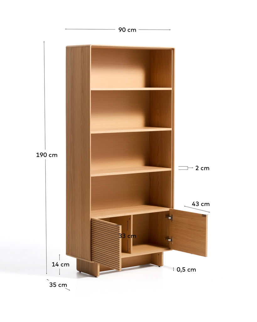 Norlen shelving unit in oak veneer with natural finish FSC Mix Credit 90 x 190 cm