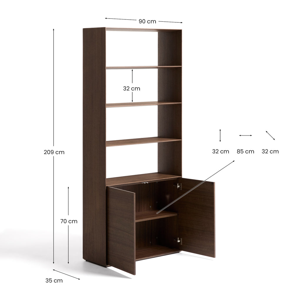 Visala walnut-veneer shelf 90 x 209 cm FSC 100%