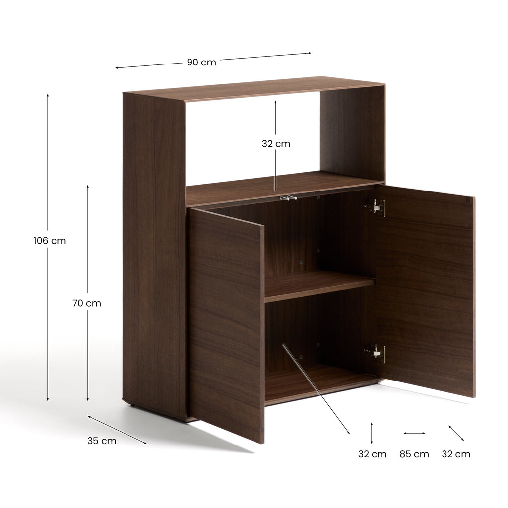 Visala walnut-veneer shelf 90 x 106 cm FSC 100%
