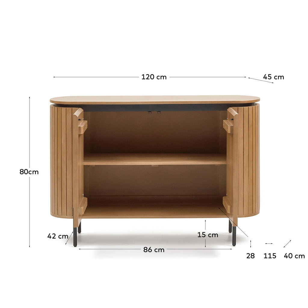 Licia sideboard with 2 doors made from solid mango wood and painted black metal 120 x 80cm