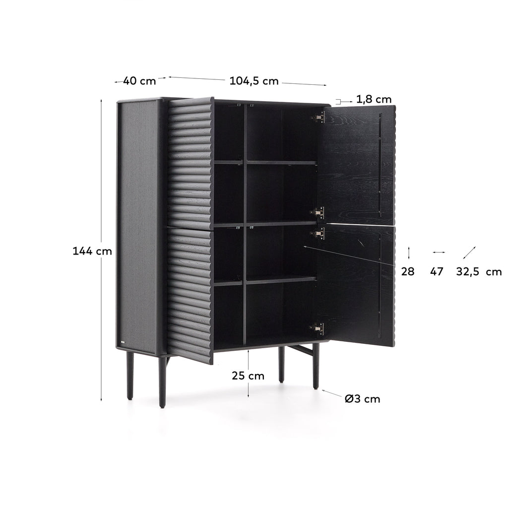Lenon tall sideboard, 4 doors solid wood and black oak veneer 104,5x144 cm FSC Mix Credit