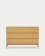 Vedrana 3 drawer chest of drawers in oak veneer with black steel legs, 110 x 75 cm