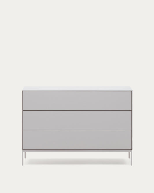 Vedrana 3-drawer chest of drawers white lacquered MDF 110 x 75 cm