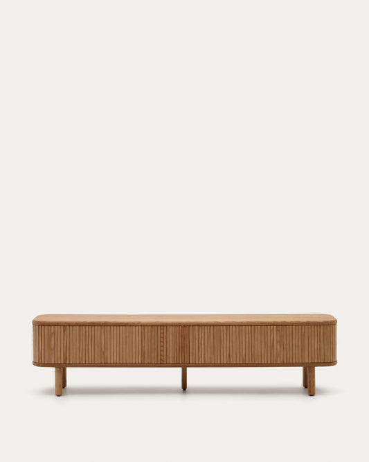 Mailen 2 door TV stand in ash veneer with a natural finish 200 x 50 cm