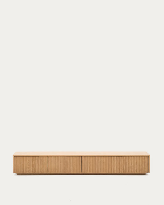 Helvine TV stand with 4 drawers in oak veneer, 200 x 30 cm FSC 100%