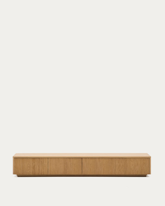 Helvine TV stand with 4 drawers in oak veneer, 200 x 30 cm FSC 100%