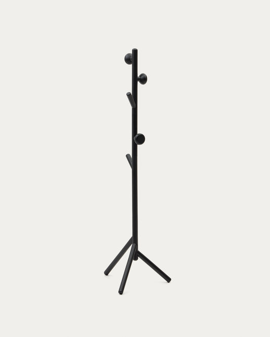 Nadue coat rack in solid beech wood with black finish 163 cm