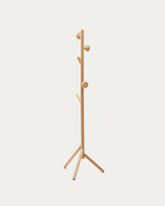Nadue coat rack in solid beech wood with natural finish 163 cm