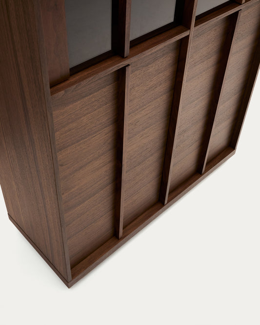 Onix display cabinet solid walnut and walnut veneer dark finish 101 x 170 cm FSC Mix Credit