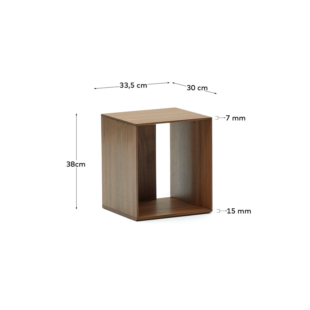 Litto small shelf module in walnut veneer, 34 x 38 cm