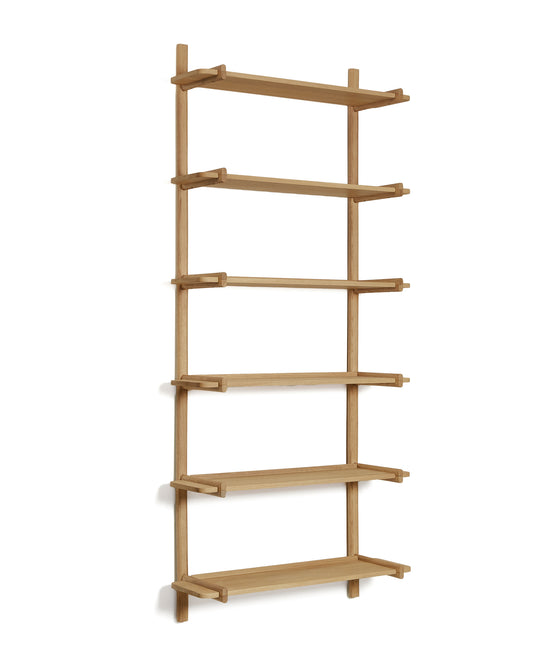 Sitra modular shelf, 6 solid oak wood shelves in a natural finish, 90 cm, FSC Mix Credit